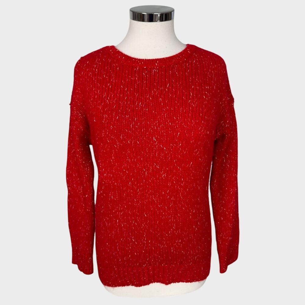 American Eagle Vintage Boyfriend Small Red Crewneck Sweater Acrylic Polyester